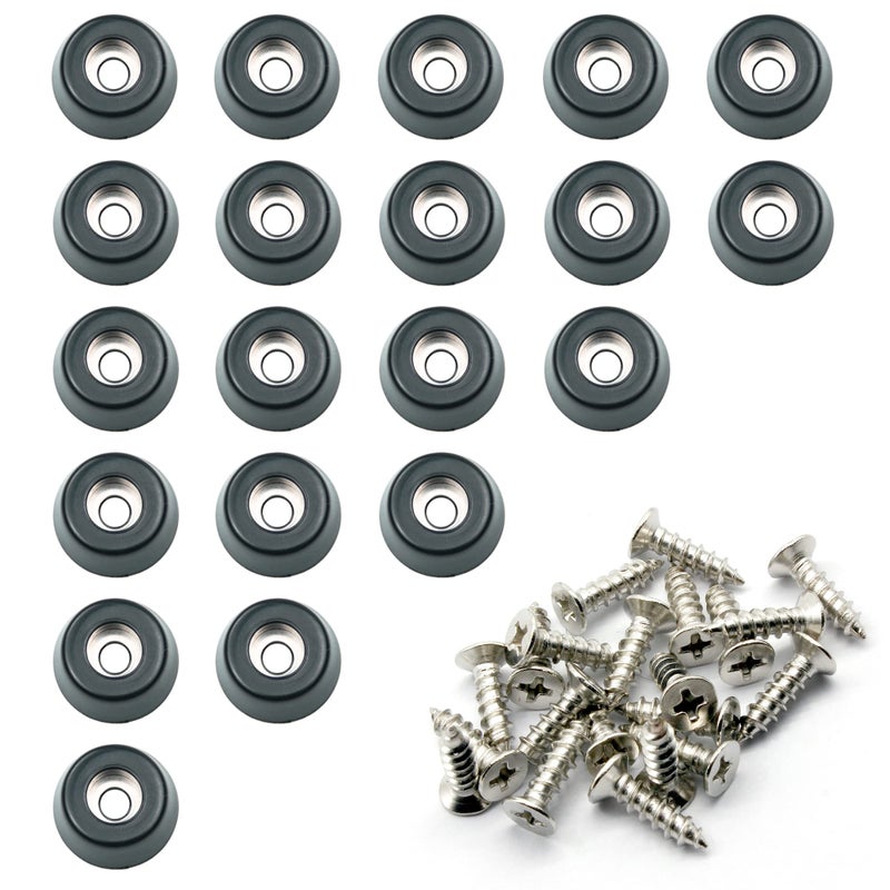 Otrestodyl Rubber Cutting Board Feet with Stainless Washer and Screws, 3/4" Small Black Round Rubber Feet, Non Slip Bumper Pads for Furniture, Electronics & Application,20 Pack - Image 1